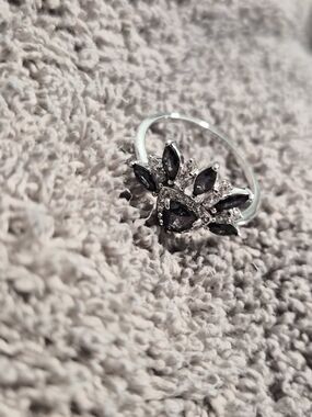 Bomb Party Black Ice Crystal Rhodium Size 10